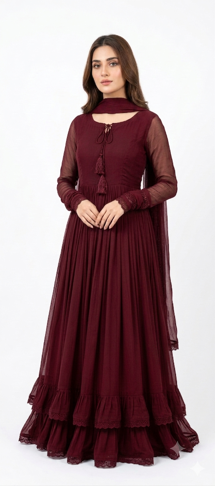 π Elegant Two Layers Border Flare Maxi
πΈ Includes Matching Dupatta & Trouser (3PCS)