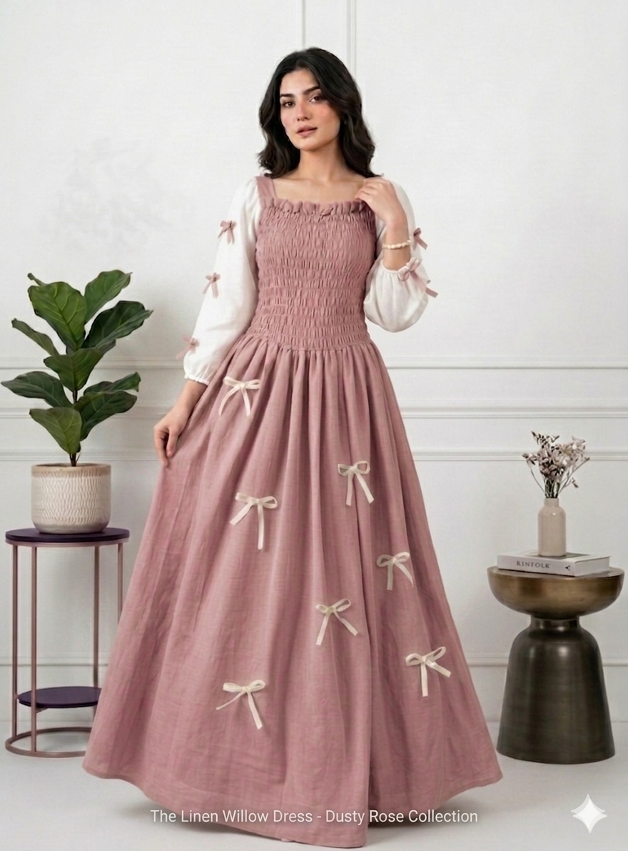 The Smocked Ribbon Maxi Dusty rose