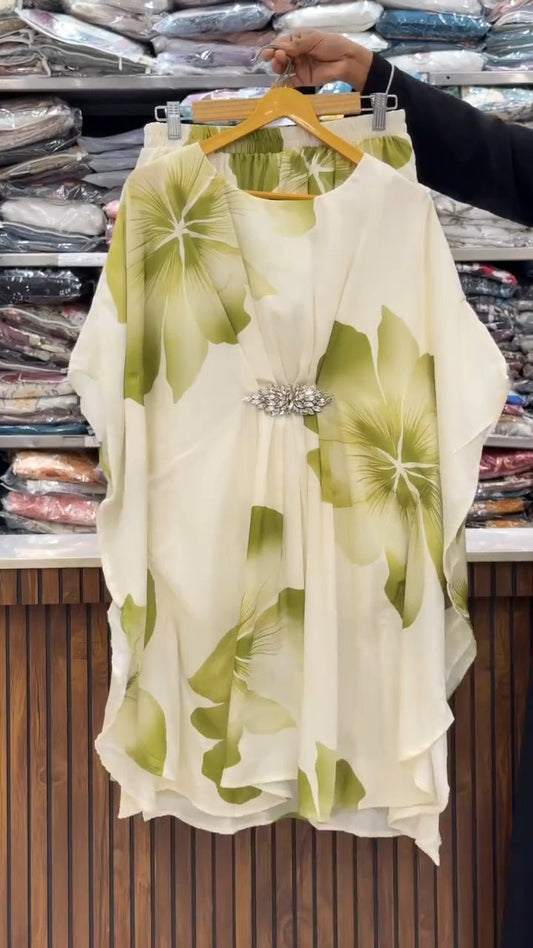 ✨ Digital Floral Kaftan olive