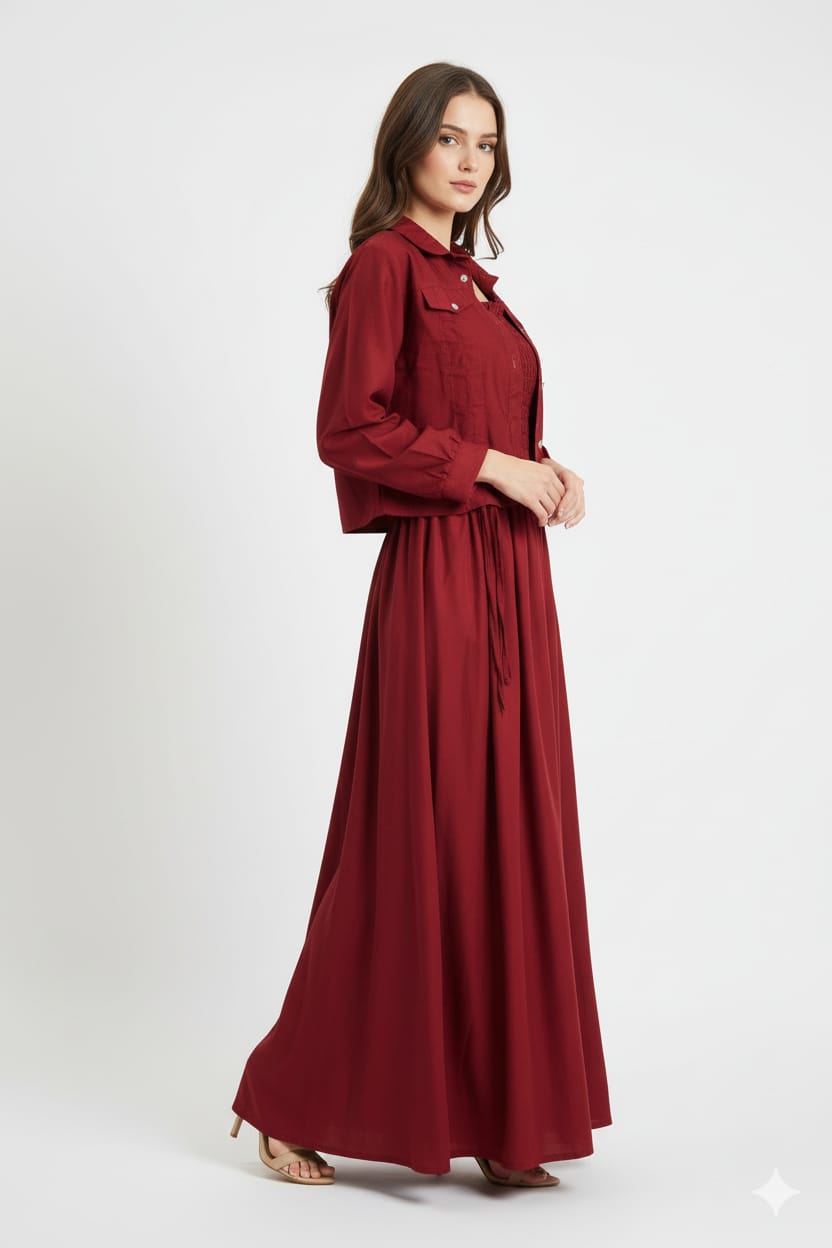 Jacket style Maxi MEHROON