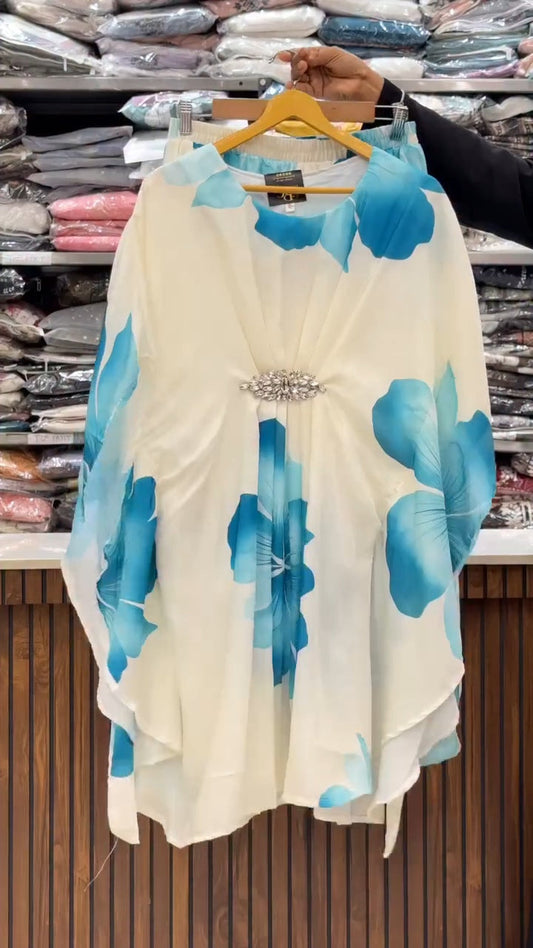 ✨ Digital Floral Kaftan Zinc