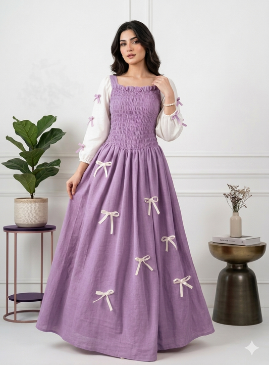 The Smocked Ribbon Maxi lavender